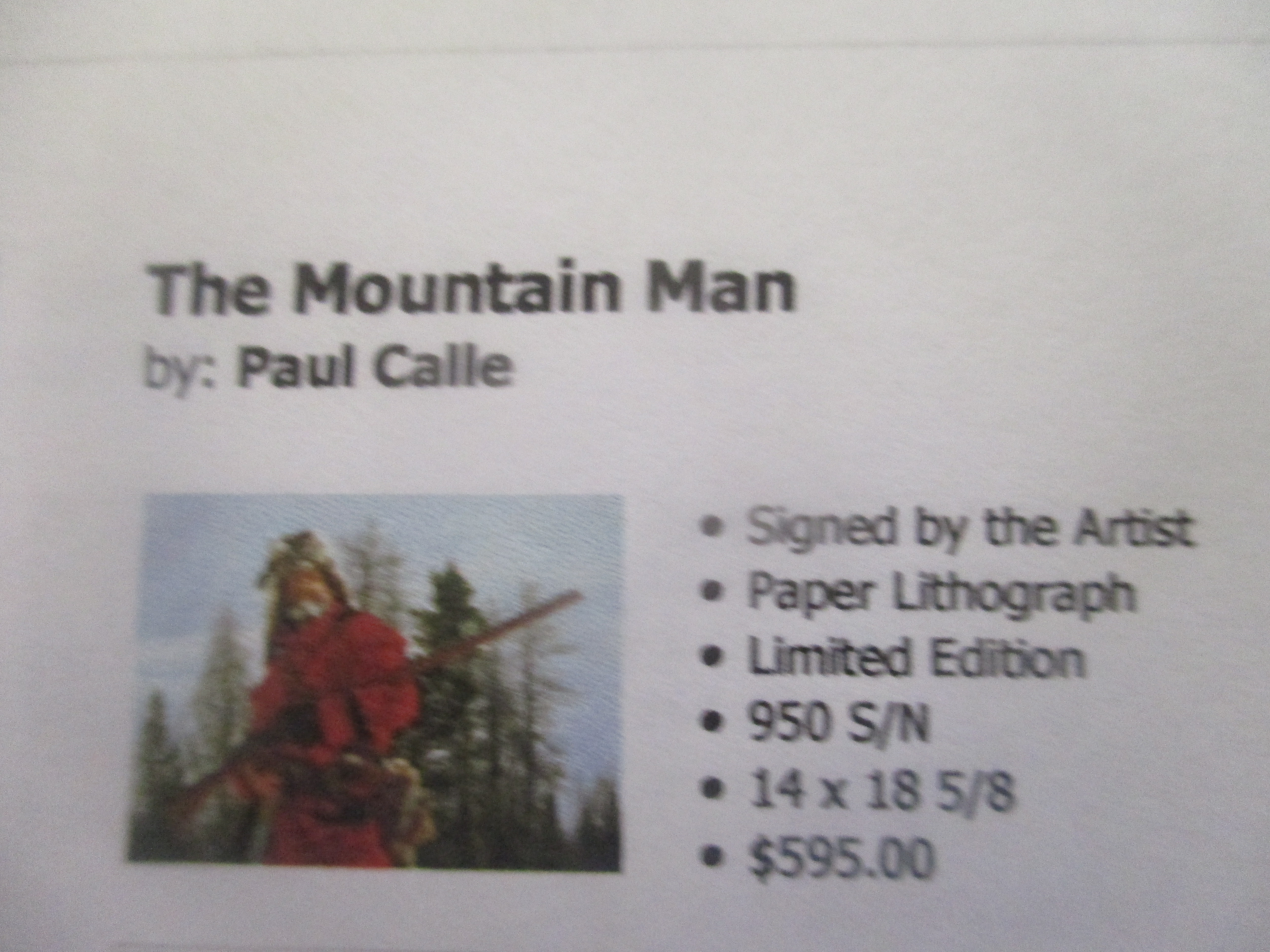 The Mountain Man by Paul Calle - Click Image to Close